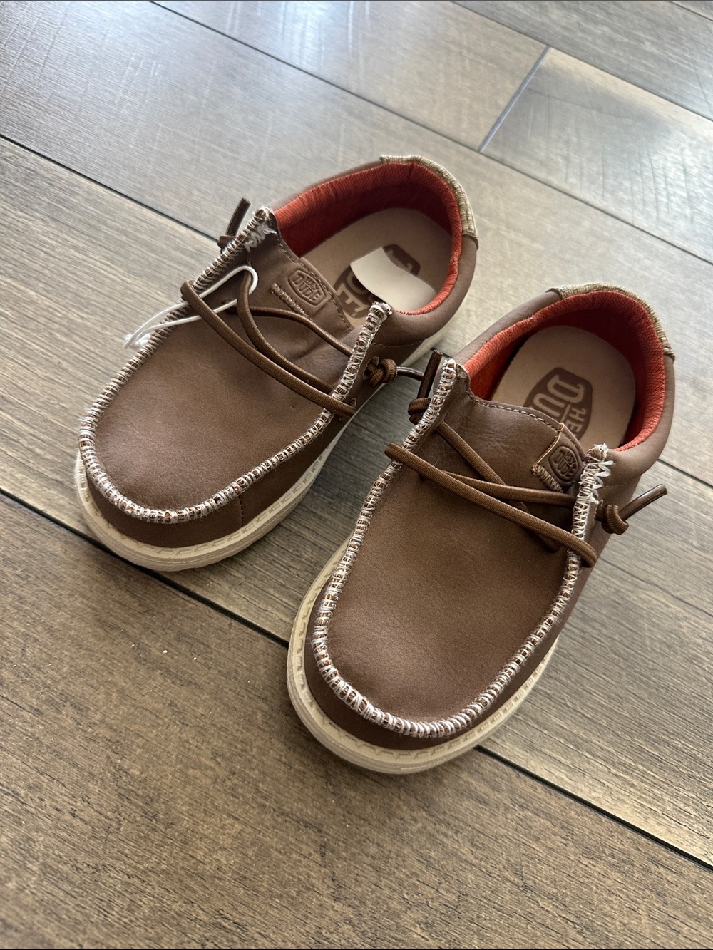 Hey Dude Brown Casual Slip-On Moccasins with Red Liner